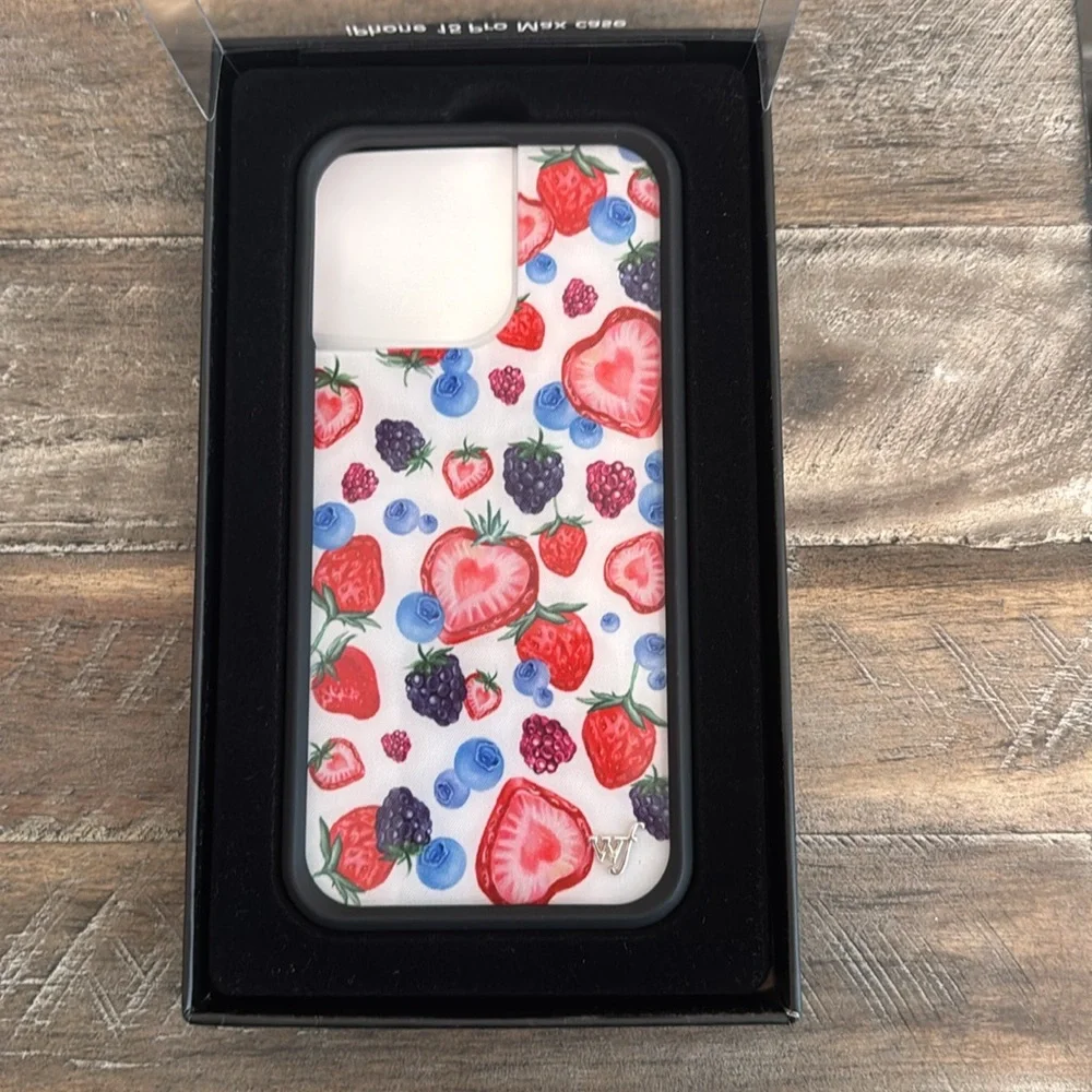 Wildflower iPhone 15 Pro Max Case White Floral Strawberry Berry Design